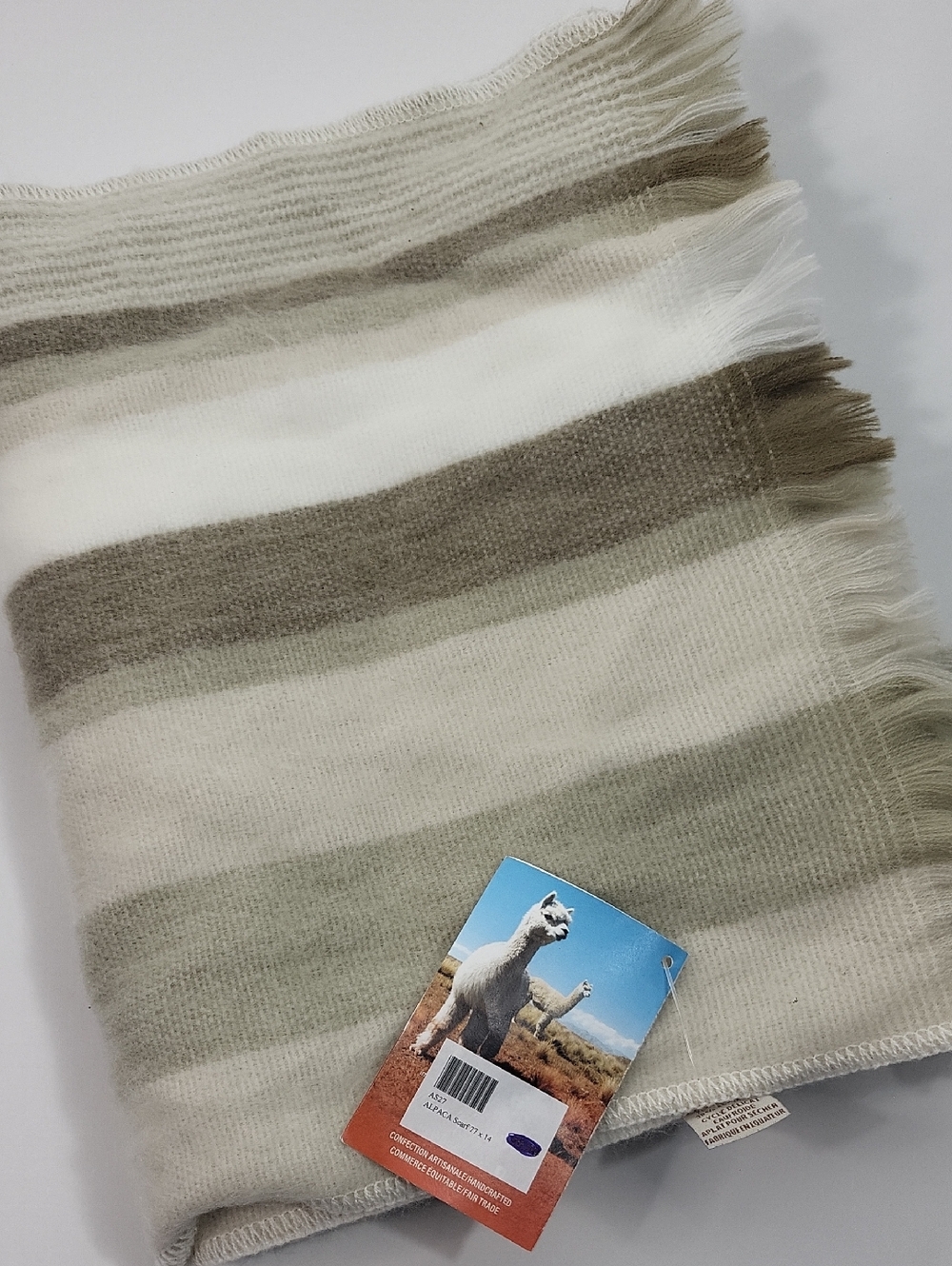 NWT Alpaca Blend Striped Scarf Lightweight Cozy 77"x12"